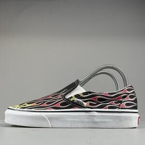 Vans Classic Slip Women’s 6.5 Black Orange Red Fire Skate Shoes Casual Sneakers